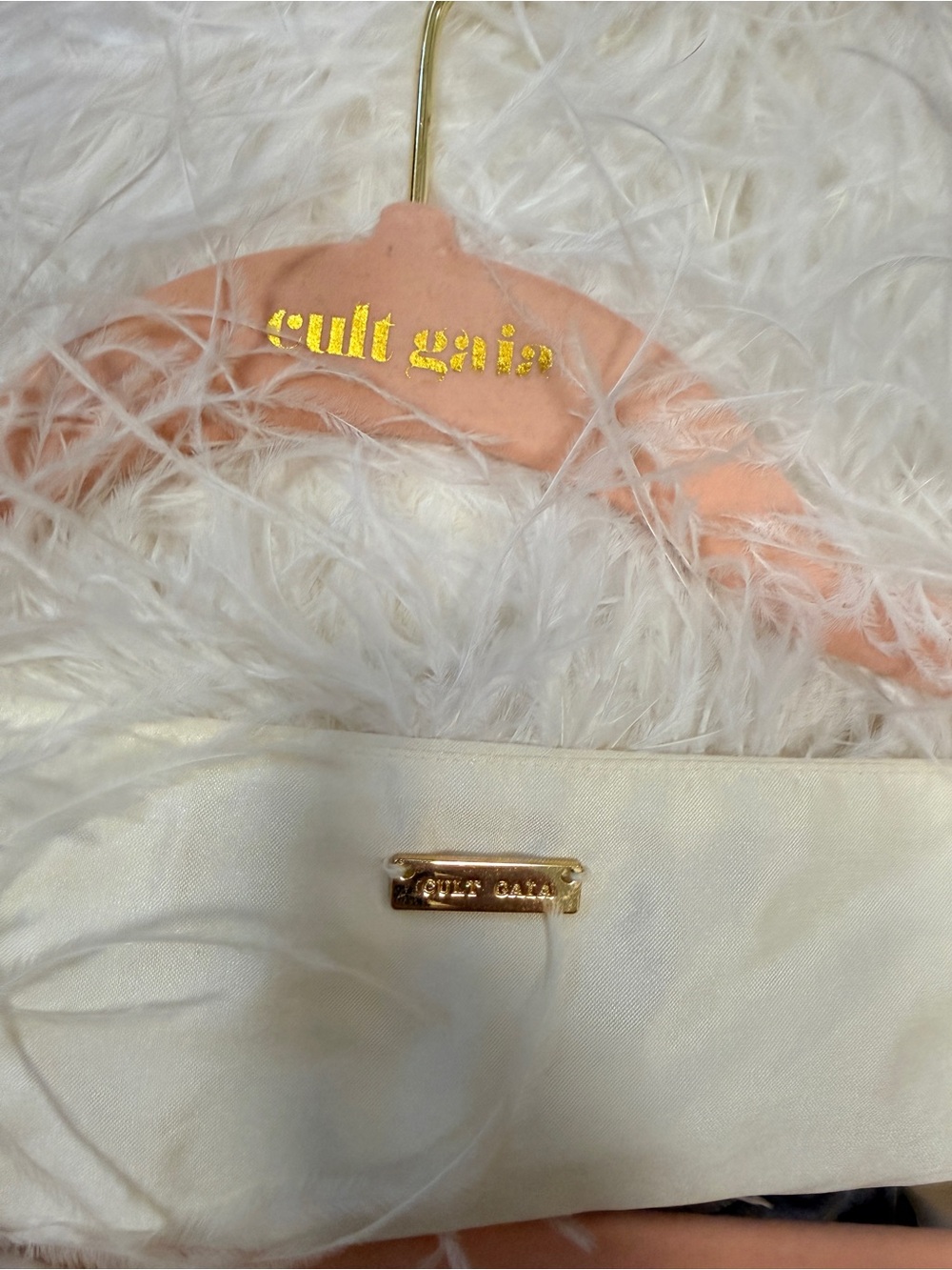 Cult Gala White Feathered Faux Fur Jacket - Picture 2 of 7
